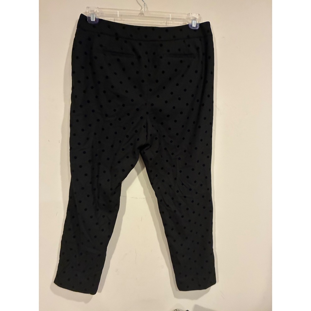 Talbots Hampshire Ankle Pants Womens 12P Black Velvet Polka Dot Trousers Petite - Picture 7 of 7